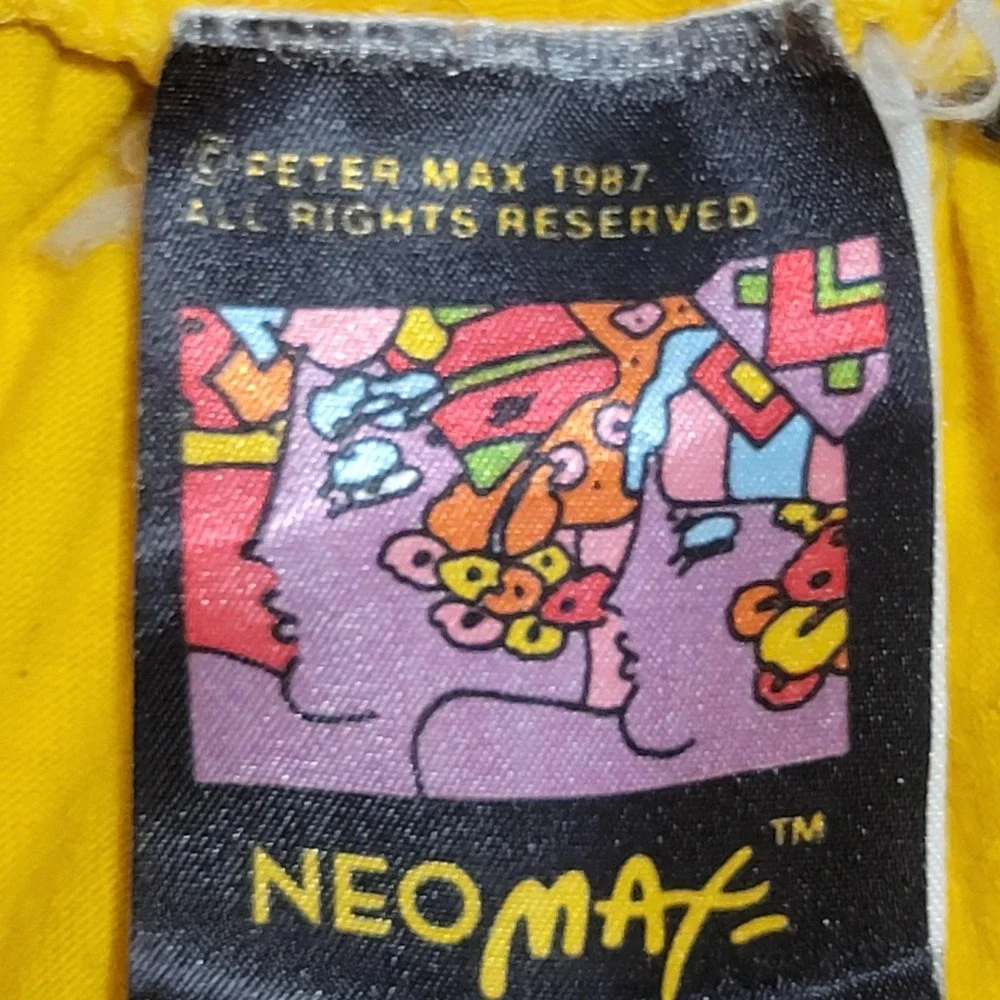 Vintage Peter Max Sweat Pants Mens Medium Yellow Neo Max Art 1980s USA